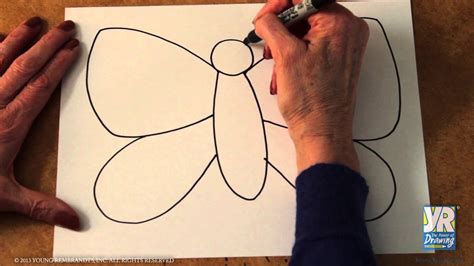 Mark a dot in the upper part of the torso. Teaching Kids to Draw: How to Draw a Butterfly - YouTube