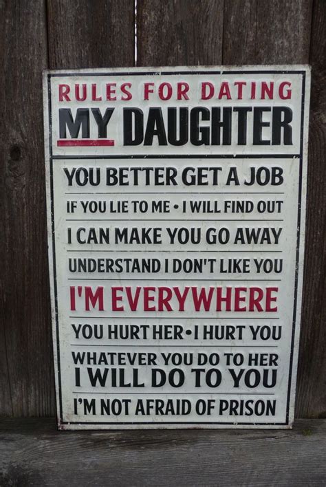 rules for dating my daughter funny dad shop garage vintage embossed metal sign dating my