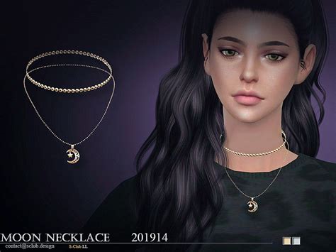 S Club Ts4 Ll Necklace 201914 Moon Necklace Necklace Sims 4 Piercings