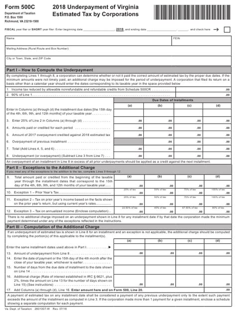 Form 500c 2018 Fill Out Sign Online And Download Fillable Pdf