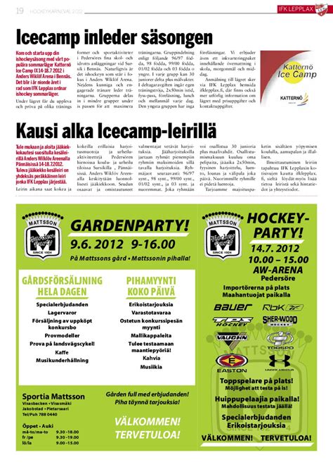 It is currently used mostly for football matches and is the home ground of ifk mariehamn. IFK Lepplax by Dagens Tidning - Issuu