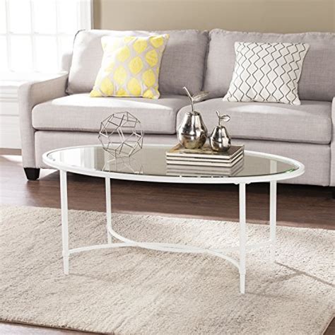 Sophisticated and stylish, this half round console table features metal and glass construction. Quinton Glass Oval Coffee Table - White Metal Frame Offer ...