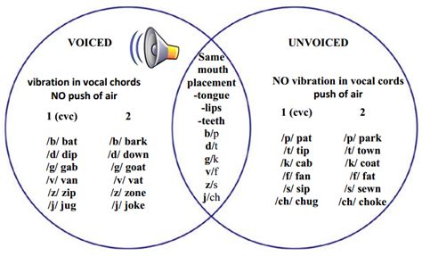 voiced and unvoiced sounds chart