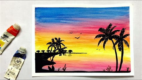 Step By Step Easy Sunset Watercolor Painting ~ Watercolor Sunset