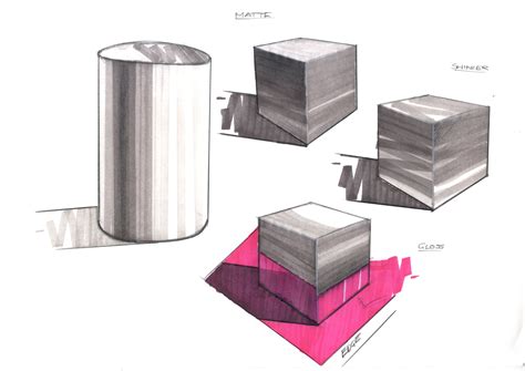 Marker Rendering 2 Cube And Cylinder Core And Cast Shadows Sketch