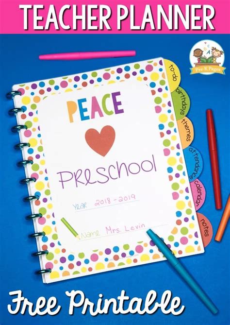 Join over 7,000 parent/teacher friends and educators! Teacher Planner for Preschool Free Printable - Pre-K Pages | Teacher planner, Preschool planner ...
