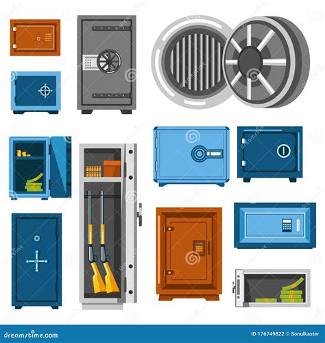 Steel Boxes, Saves or Money Storages, Isolated Icons Stock Vector