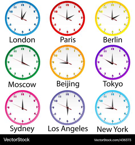 World Clocks Royalty Free Vector Image Vectorstock