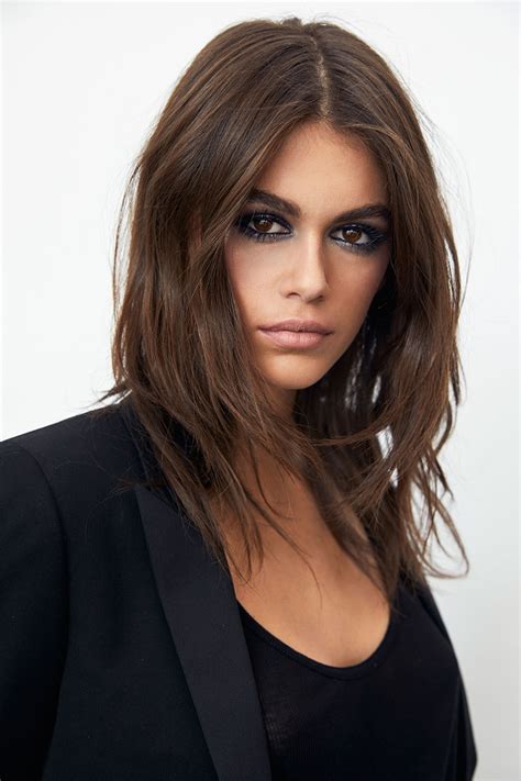 This one is similar to a blunt lob,. Kaia Gerber is the new makeup ambassador of YSL Beauté