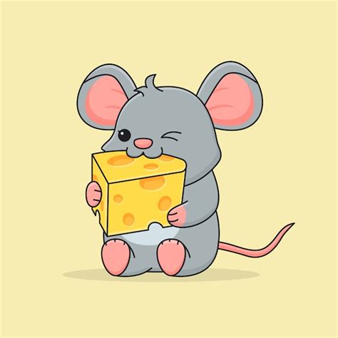 Premium Vector Cute Mouse Eating Cheese