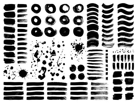 Premium Vector Isolated Brush Stroke Collection Black Dashes Signs