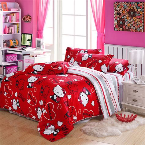 Comforter and sheet set 10 pcs 1 comforter double sided 2 shams 1 bedskirt 2 cushion 1 flat sheet 1 fitted sheet 2 pillow case. NEW!!100cotton Hello kitty Duvet Covers/ hello kitty queen ...