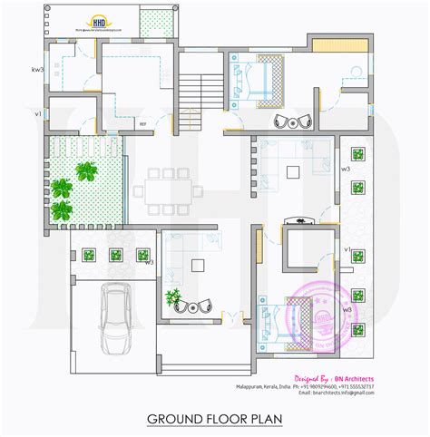 All In One House Elevation Floor Plan And Interiors Kerala Home