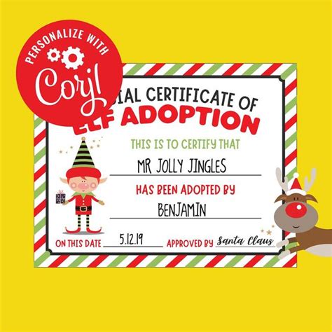Honorary elf certificate / these honorary elf certificates make excellent gifts or keepsakes. Elf Adoption Certificate Green ★ Make Christmas Memories ...