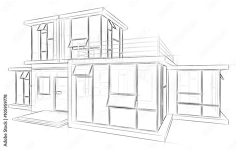 Architektur Skizze Zeichnung Haus Stock Illustration Adobe Stock