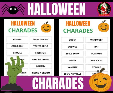 Halloween Charades Game Charades Party Game Halloween Party Game