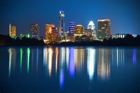 Austin Skyline Cityscape At Night By Dszc