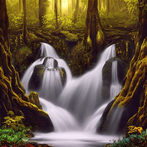 Hyper Realistic Waterfall Nature Forest Graphic · Creative Fabrica