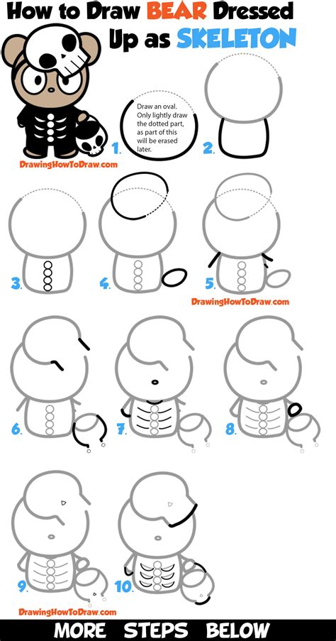 How To Draw A Cute Cartoon Bear Trick Or Treater Dressed Up As A