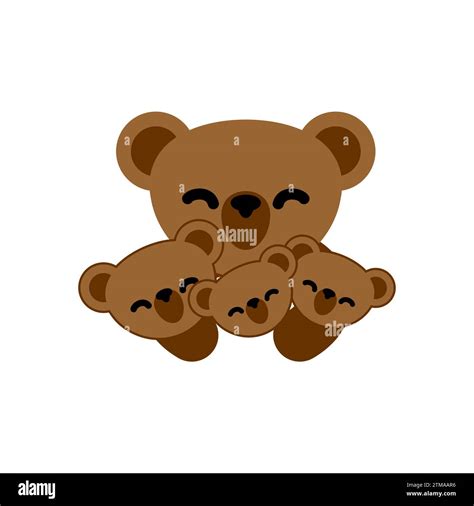 Mother bear and children cubs. Symbol of mother's love for children