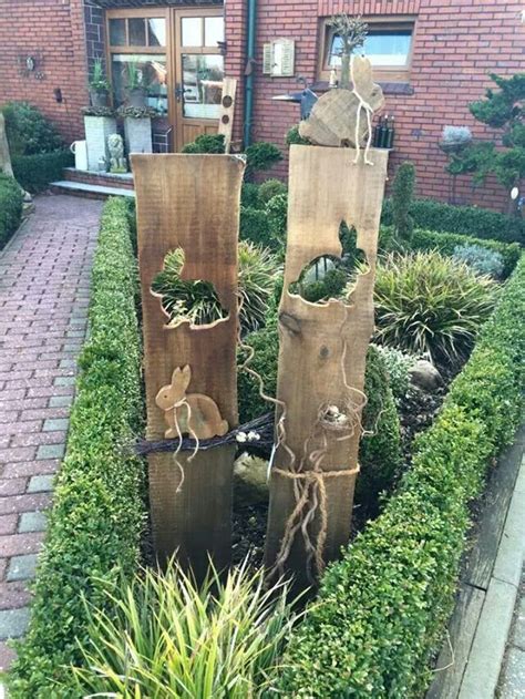 Holzbalken deko garten dekoration garten deko diy gartenbau. Gartenstelen basteln | Deko Garten Selber Machen Holz ...