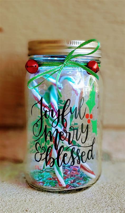 Christmas Mason Jar Light Home Decor Joyful Merry And Blessed