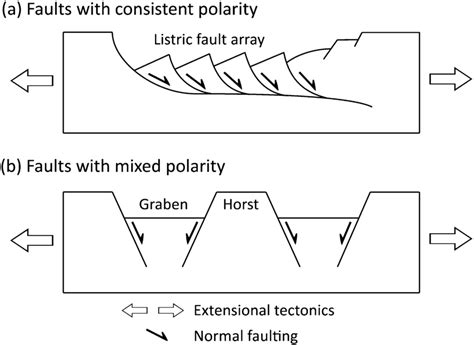 Geometry Of Normal Fault Arrays Driven By Tectonics A Listric Fault