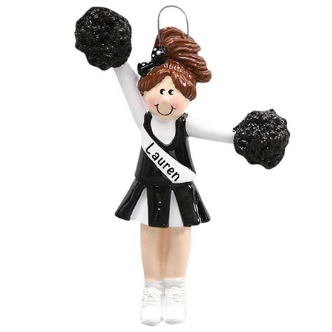 Cheerleader Black Uniform Personalized Ornament Personalized Ornaments Cheerleading