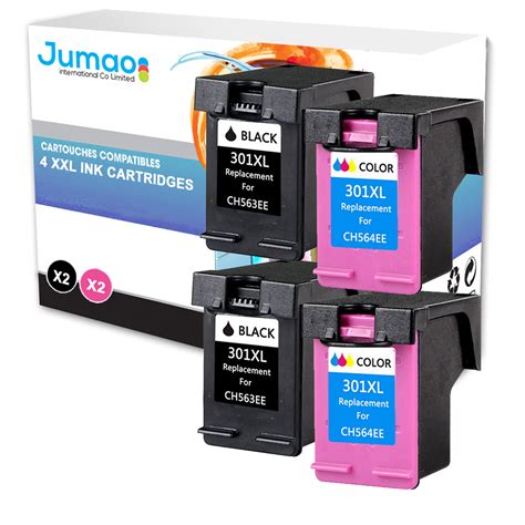 Imprimante jet d'encre hp envy 4500 + cartouche d'encre hp pack n°301 4 couleurs. Lot de 4 Cartouche type Jumao compatible pour HP ENVY 4500 ...