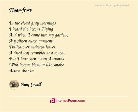 Hoar-frost Poem by Amy Lowell