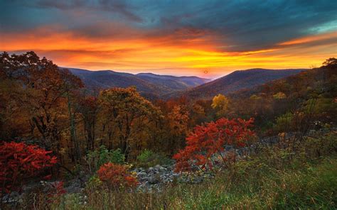 Sunset Over Autumn Mountains Image Abyss