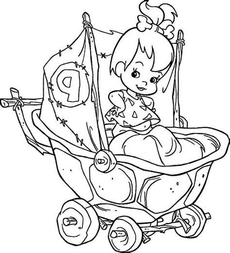 Pebbles Flintstone In Her Cart In The Flintstones Coloring Page
