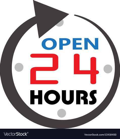 24 Hour Service Open 24 Hours Icon 24 Hours Open Vector Image