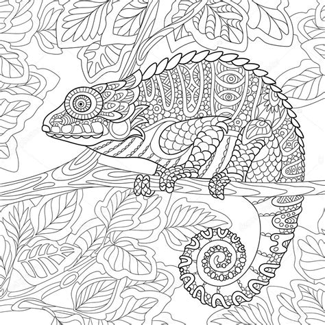 Zentangle стилизованный хамелеон — Векторное изображение © Sybirko