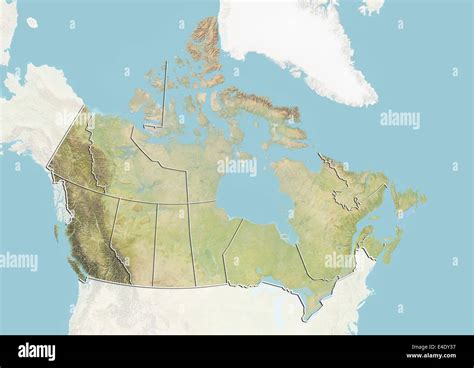 Canada Relief Map With Boundaries Of Provinces Stock Photo Alamy