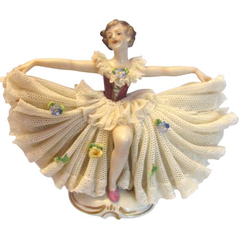 Vintage German Porcelain Lace Figurine Ballerina Fine Art Ceramics Art