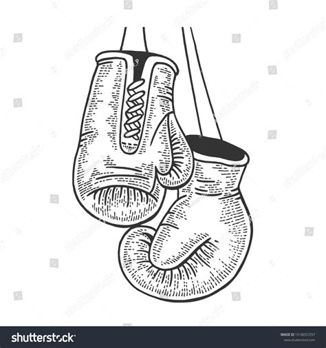 Boxing Gloves Sketch Engraving Vector Illustration Stock Vector