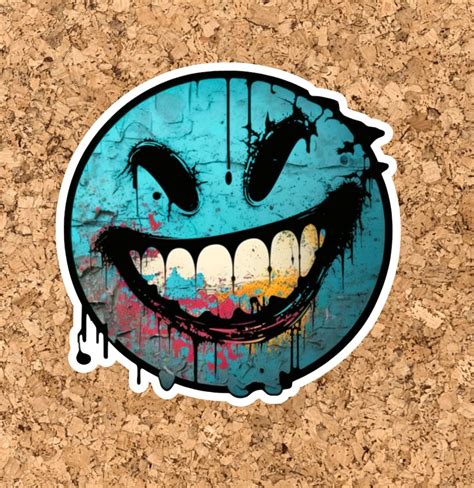 Smiley Face Graffiti Vinyl Sticker Etsy