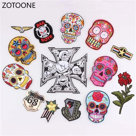 Zotoone Skull Flower Military Patch For Clothing Badges Stripe On