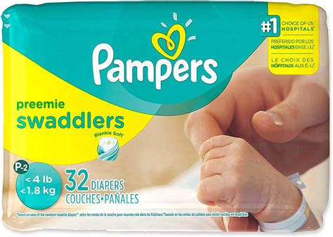Pampers Swaddlers Preemie Size Xs P 2 Up To 4 Lbs 32 Diaper Count Amazon Ca Health