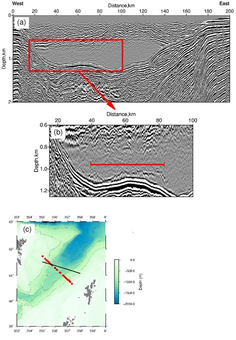 A A Depth Converted Stacked Seismic Section Of The Fast Profile