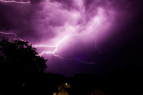Wallpaper Thunderstorm Lightning Flash Purple Dark Hd Widescreen