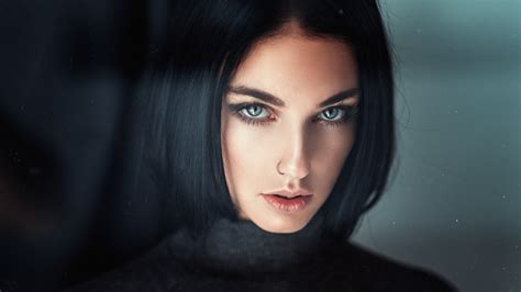hintergrundbilder gesicht schwarz frau modell porträt lange haare blaue augen brünette
