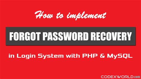 Forgot Password Recovery In Login System With Php And Mysql Codexworld