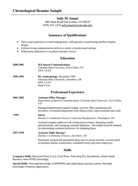 Reverse Chronological Resume Format Resume Formats Chronological