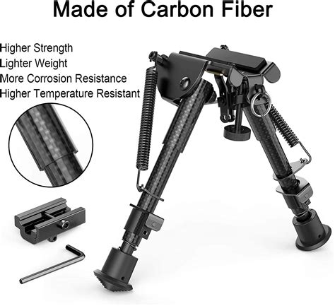Feyachi Rifle Bipod Carbon Fiber 6 9 Extendable With Picatinny Adap
