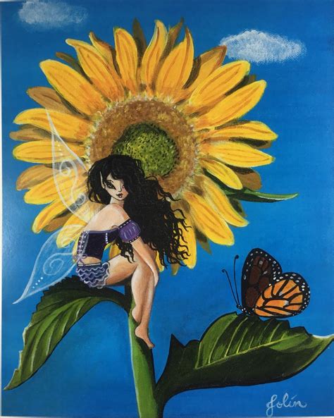Sunflower Fairy 8x10 Art Print Sunflower Faery Pixie
