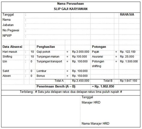 Contoh Perhitungan Gaji Karyawan Excel Contoh Contoh Slip Gaji Porn Sex Picture