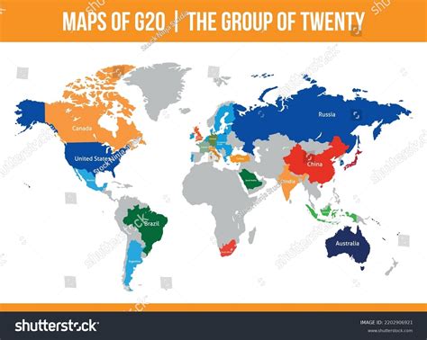 G20 Maps Group Twenty Intergovernmental Forum Stock Vector Royalty