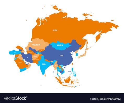 Political Map Of Asia Continent Royalty Free Vector Image